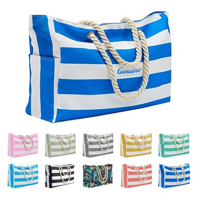 Striped Beach Tote Bag