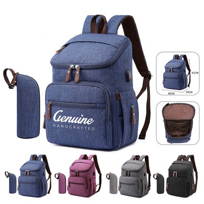 Diaper Backpack with Baby Bottle Bag