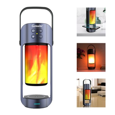 Bluetooth Speaker with Flame Lamp and Wireless Charger