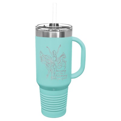 Polar Camel 40 oz. Teal Travel Mug w/Handle, Straw Included
