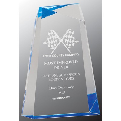8" Blue Facet Wedge Acrylic