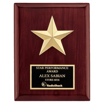 Rosewood Piano Finish Plaque w/Star Casting w/Gabled Points