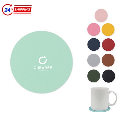 PU Leather Round Shape Coaster