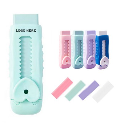 Custom Large Sliding Push Pull Retractable Pencil Rubber Eraser w/Plastic Sleeve MOQ50PCS