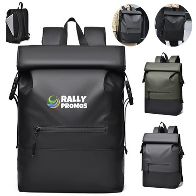 Waterproof PU Business Laptop Backpack Travel Functional Outdoor Bag