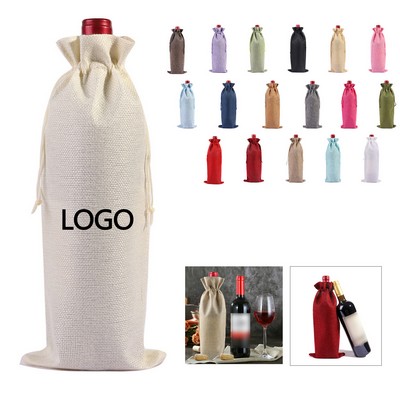 Festive Fabric Wine Pouch with Tie Closure