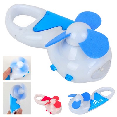 Portable Mini Led Handheld Fan W/ Carabiner