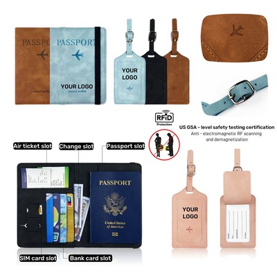 PU Luggage Tag and Passport Holder Set