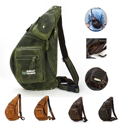 Genuine Leather Shoulder Bag Crossbody Chest Bag