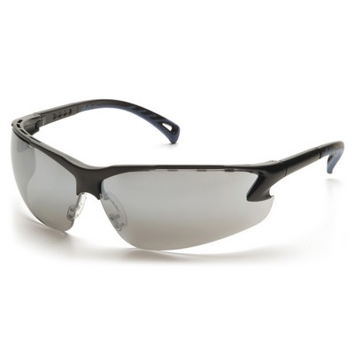 Venture 3 Safety Glasses, Black Frame with Silver Mirror Lens