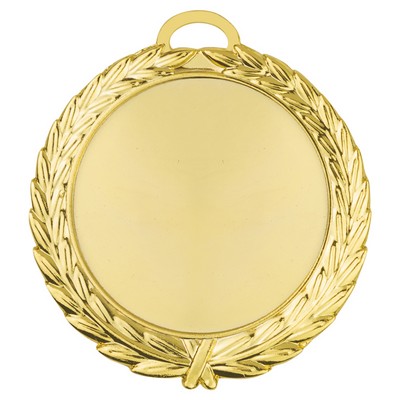 2 3/4" Bright Gold Wreath Medal Frame (Holds 2" Insert)