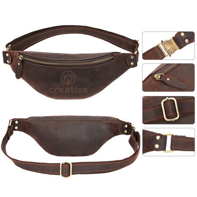 Genuine Leather Fanny Pack With Adjustable Strap
