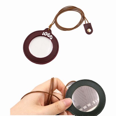 3X Reading Magnifying Glass Leather Holder Fits Elderly
