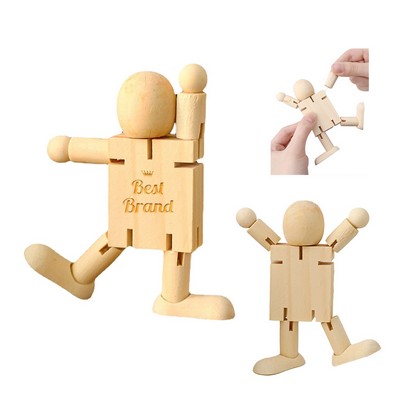 Wooden Robot Craft Mini DIY Handicraft