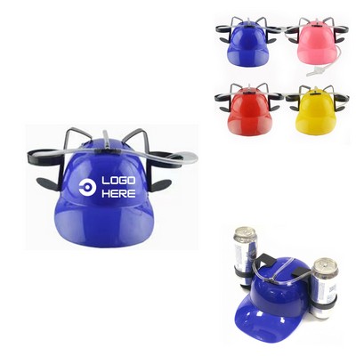 Hands-Free Drink Helmet With Straw Holder