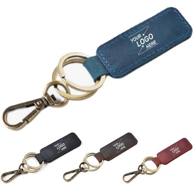 Vintage Leather Keychain Hotel Key Tag
