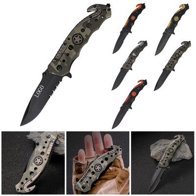Camouflage Folding Survival Knife