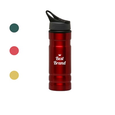 Aluminum Sports Water Bottle With Carry Handle & Straw