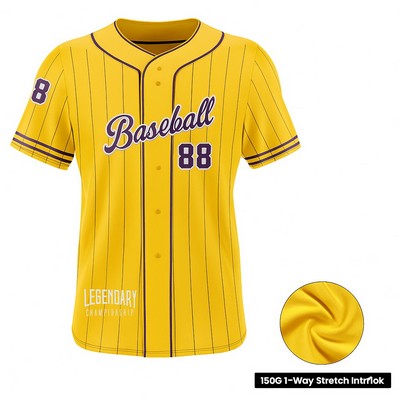 Interlock Men's Sublimation Full-Button Baseball Jersey-150G