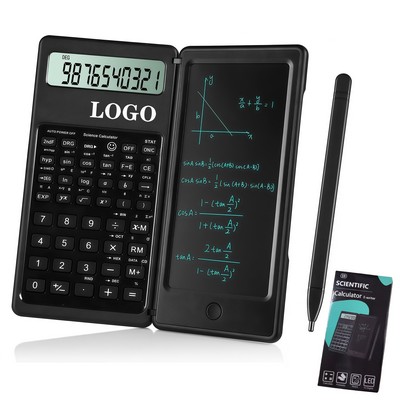 Foldable Calculator with Erasable LCD Writing Tablet