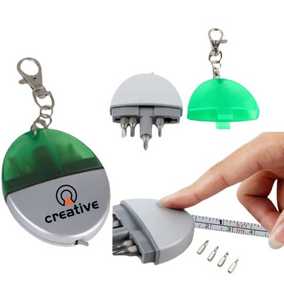 Mini 5-in-1 Screwdriver Tool Set w/Tape Measure & Keychain