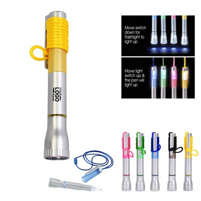 2 in 1 Flashlight Pen With Necklace