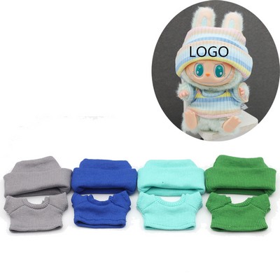 Knitted T-Shirt & Cuffed Solid Color Hat