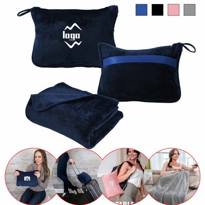 Convertible Fleece Blanket And Pillow With Strap