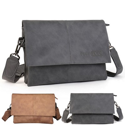 Faux Leather Messenger Bag