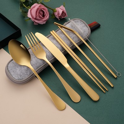 Set of 9 Portable Stainless Steel Utensils