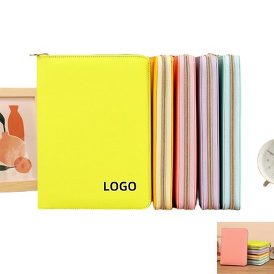 Minimalist Faux Leather Zippered Notebook