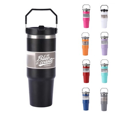 30oz Camping Stainless Steel Tumbler with Straw