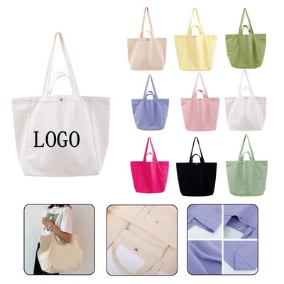 Dual Handle Cotton Canvas Tote Bag w/ Inner Pocket