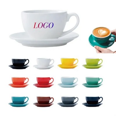 8.4 Oz Ceramic Coffee Cup with Saucer