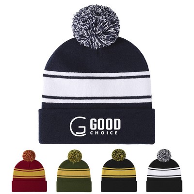 Elastic Pom-Pom Knitted Hat