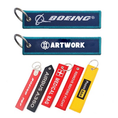 Tag Keychain Embroidered Woven Label