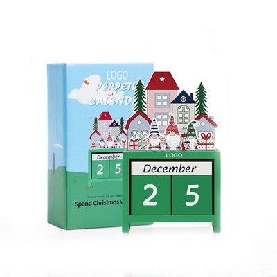 Wooden Christmas Gnome Calendar Decor W/ Gift Box Box