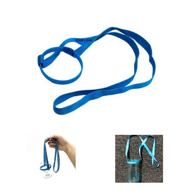 Polyester Water Bottle Lanyard With Silicone Collar 36"