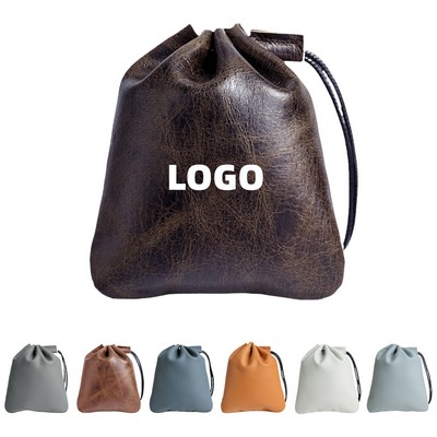 Leather Drawstring Coin Pouch
