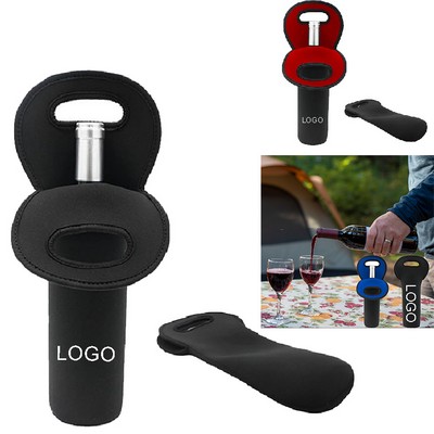 Neoprene Wine Bottle Bag Insulated Wine Tote Cooler Sleeve With Handle Reusable Custom Logo