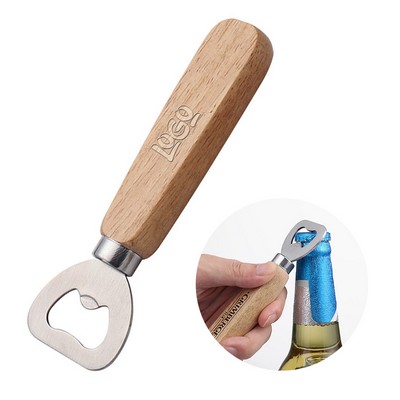 Wooden Handle Stainless Steel Bottle Opener