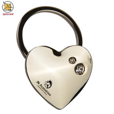Metal Heart Double Crystal Key Chain