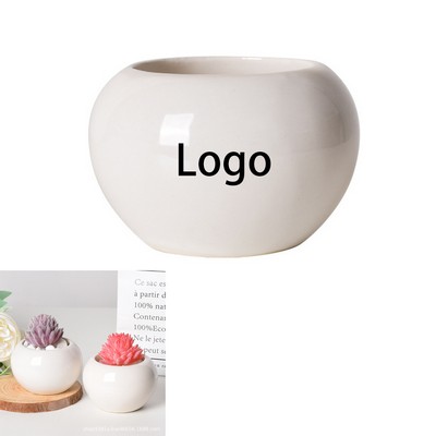 Round Ceramic Decorative Small Planter for Greenery