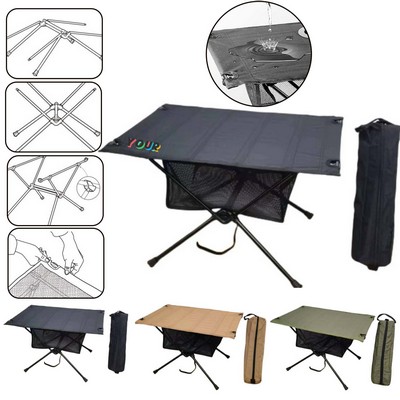 Portable Camping Table Folding, Small Beach Table Foldable with Drink Holder & Mesh