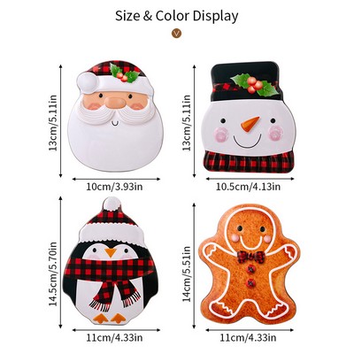 Christmas Gingerbread Man Cookie Tin Box Santa Candy Box Cartoon Snowman Metal Gift Box Decoration