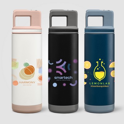 Grosche Alpine Stainless Steel Removable Straw Flip n' Sip Bottle - 20oz - Full-Color Inkjet