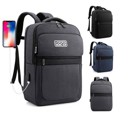 Oxford Travel Backpack With Usb Charging Port