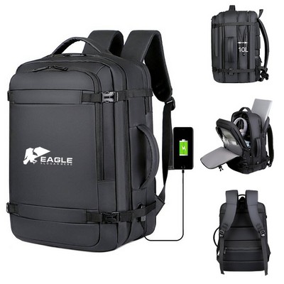 PU Multi-functional Travel Bags Men Business Waterproof Laptop Backpack With USB
