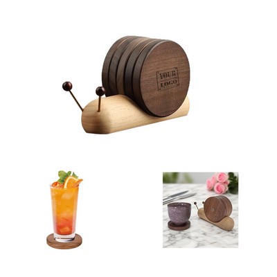 Wooden Coaster Set With Holder