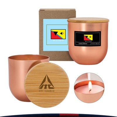 8 oz. Arthen White Wax Metallic Candle with Wood Lid